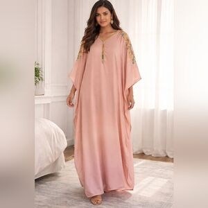 Elegant Peach Moroccan Butterfly Dress